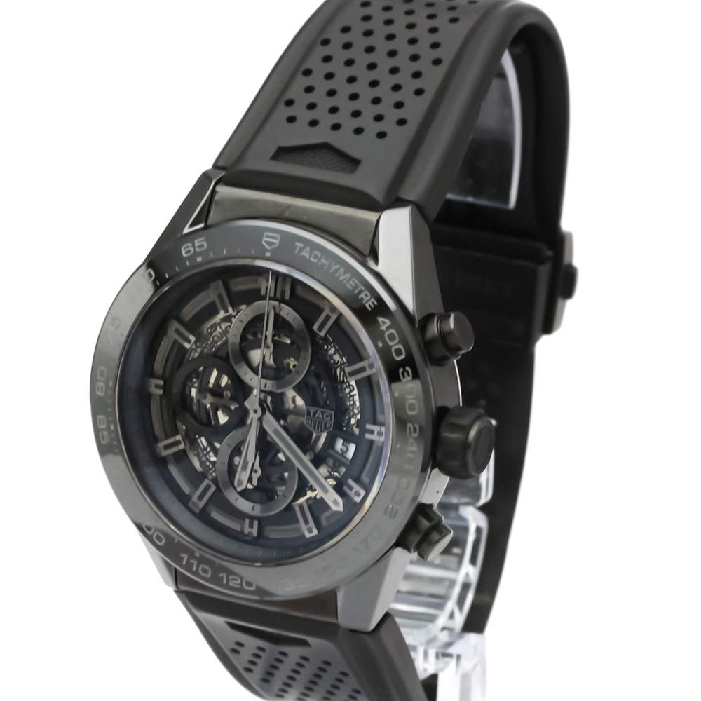 مملوكة مسبقًا Tag Heuer Black Stainless Steel Carrera Calibre Heuer 01 Automatic CAR2A90 Men's Wristwatch 45 MM