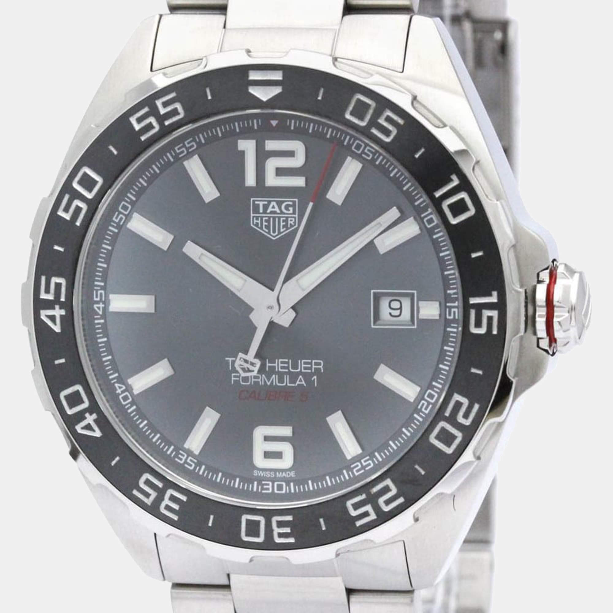 Tag Heuer Black Stainless Steel Formula 1 Calibre 5 WAZ2011 Men's Wristwatch 43 mm