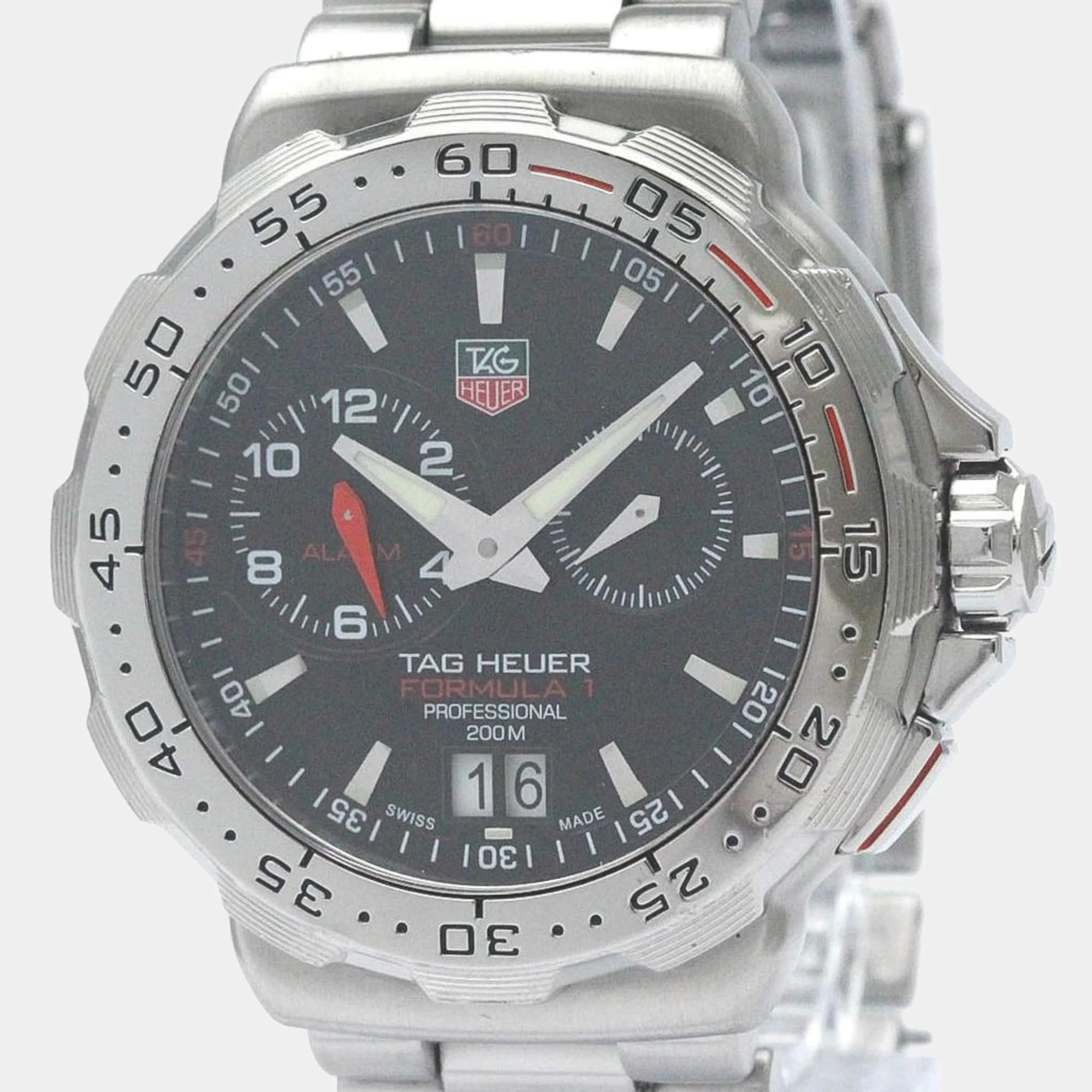 Tag Heuer Black Stainless Steel Formula 1 WAH111C Quartz Men's Wristwatch 41 mm