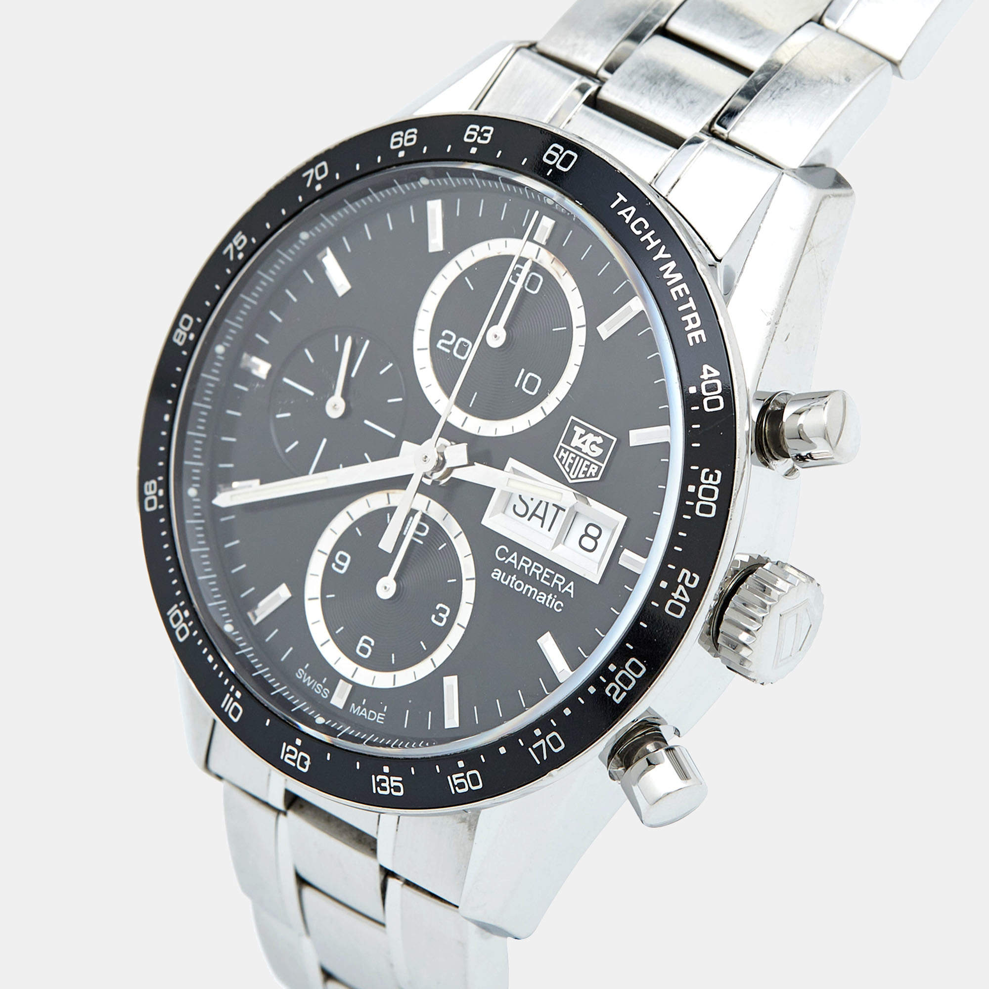 TAG Heuer Black Stainless Steel Juan Manual Fangio Edition Carrera CV201AG.BA0725 Men s Wristwatch 41 mm Tag Heuer TLC