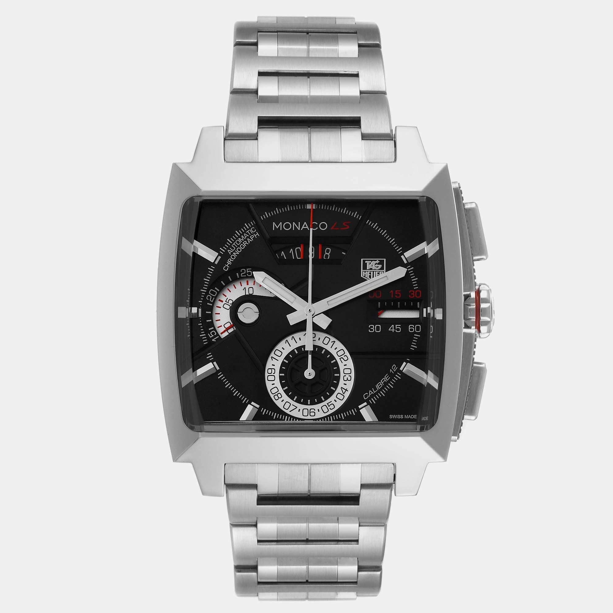 Tag Heuer Black Stainless Steel Monaco CAL2110 Automatic Men s Wristwatch 40.5 mm Tag Heuer TLC