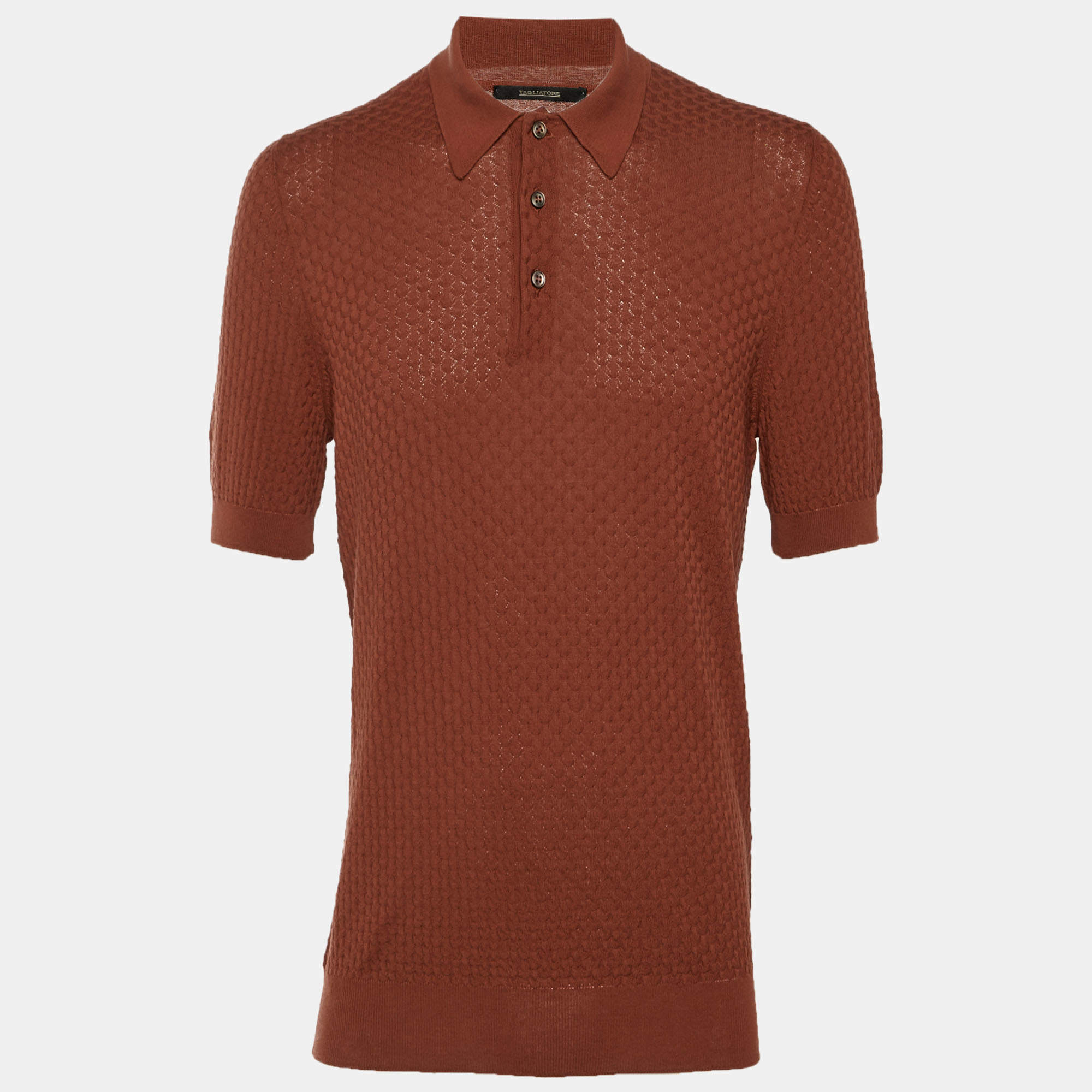 Pre Owned تيشيرت تاغلياتوري بني داكن منسوج مقاس كبير