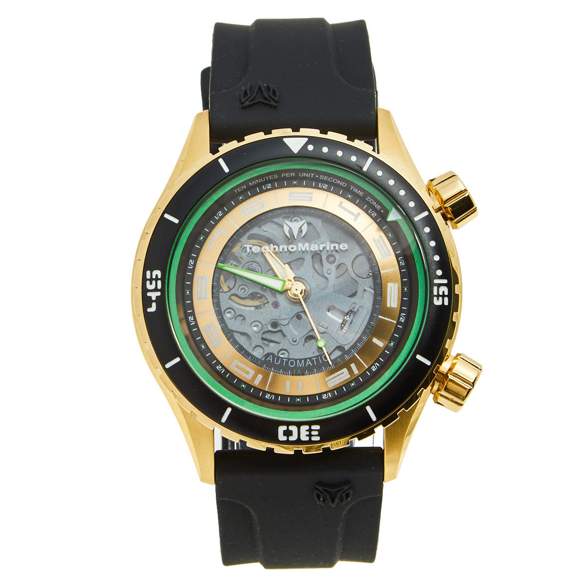 TechnoMarine Multicolor Yellow Gold Plated Stainless Steel Manta TM-218005 Men's Wristwatch 47 mm