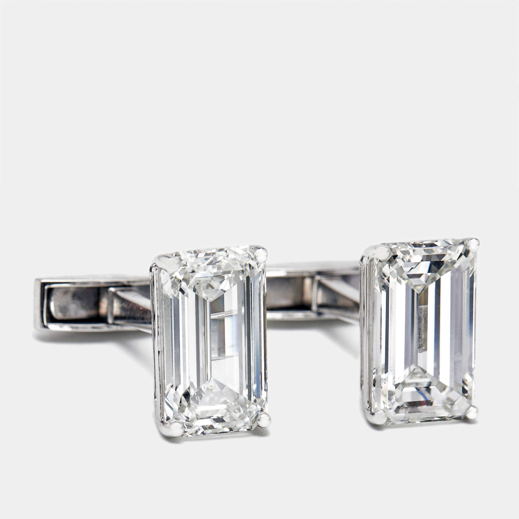 Pre Owned 16 cts Emerald Cut and Princess Cut Lab Grown Diamonds 18k White Gold Cufflinks