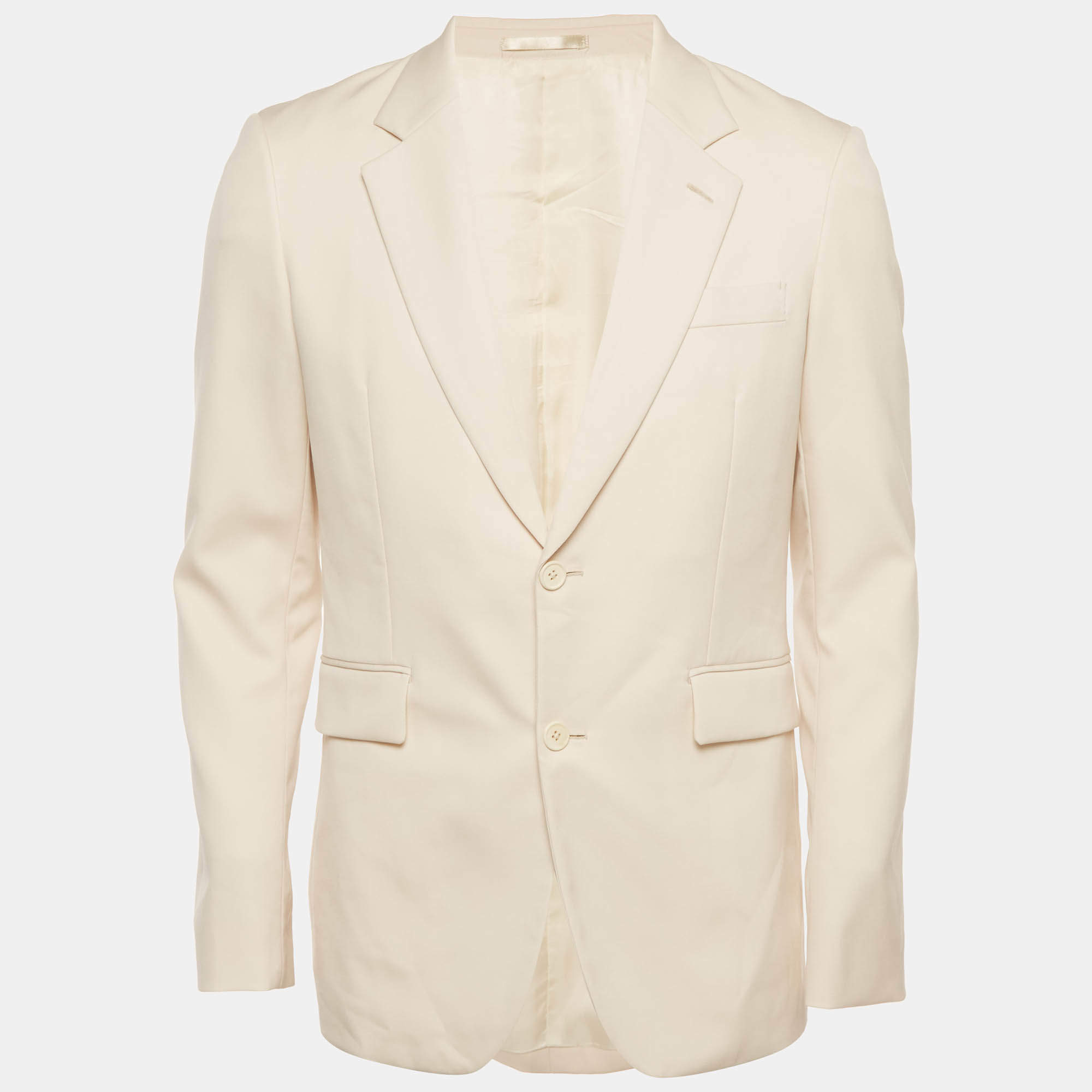 Pre Owned The Row Cream Wool Blend Single Breasted Blazer S