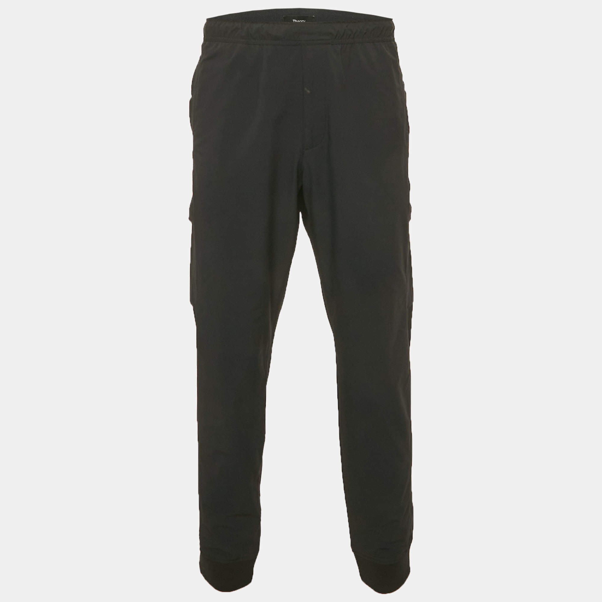 مملوكة مسبقًا Theory Black Nylon Zipped Pocket Joggers XL