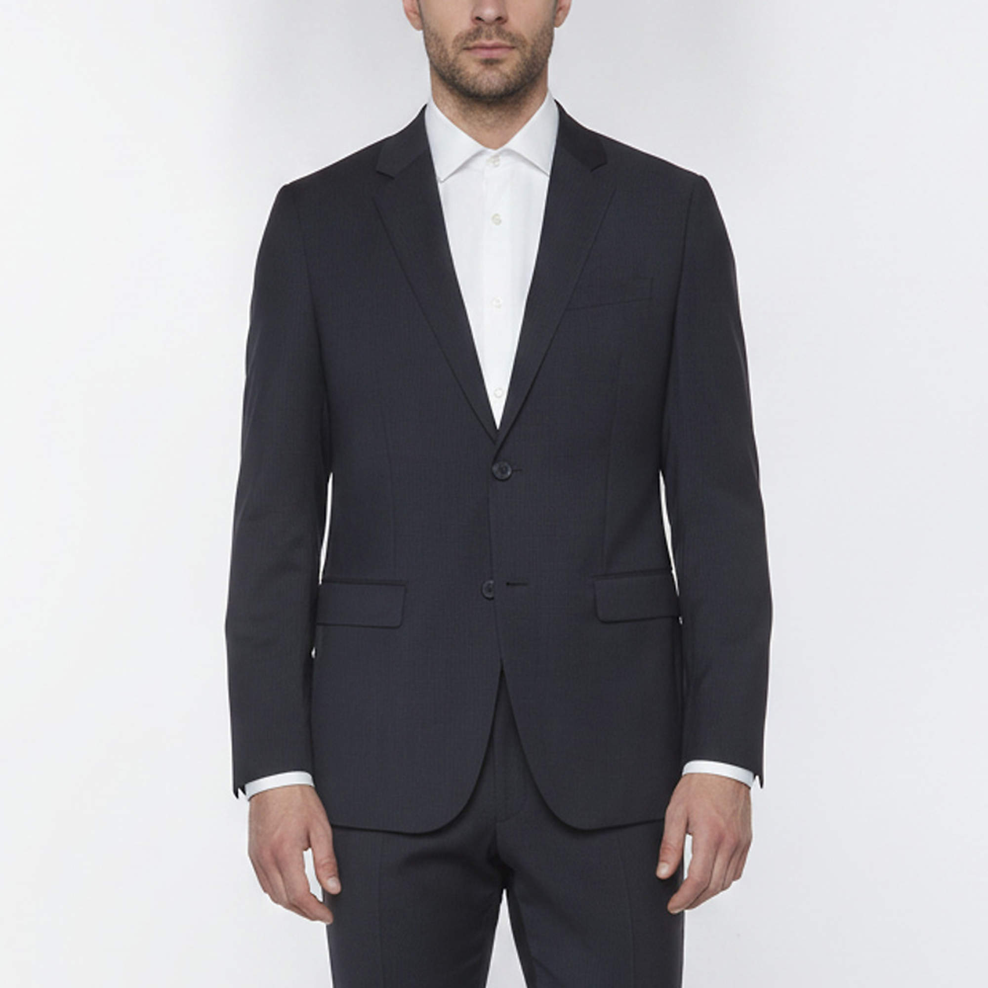 Pre Owned Theory Navy Blue Check Wool Single Breasted Blazer L