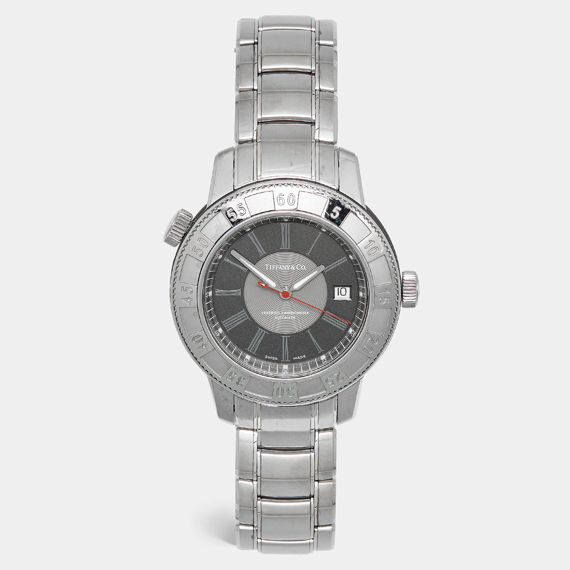 Pre Owned ساعة يد رجالية تيفاني & كو. كوارتز مارك T-57 ستانلس ستيل رمادية 42مم