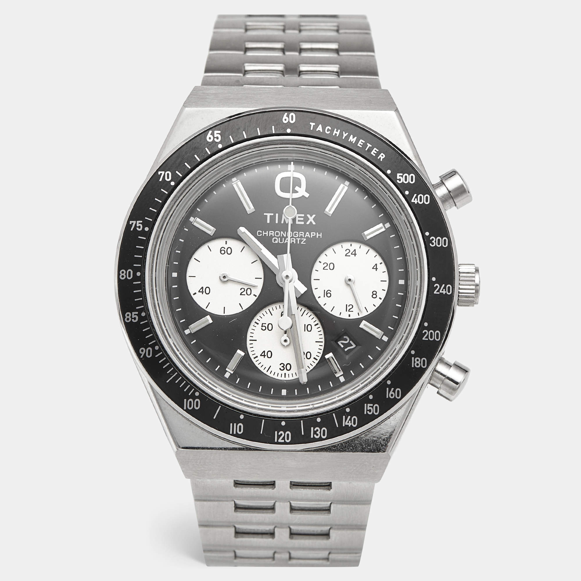 مملوكة مسبقًا Timex Q TW2V42600 Black Dial Stainless Steel Men's Wristwatch 40mm