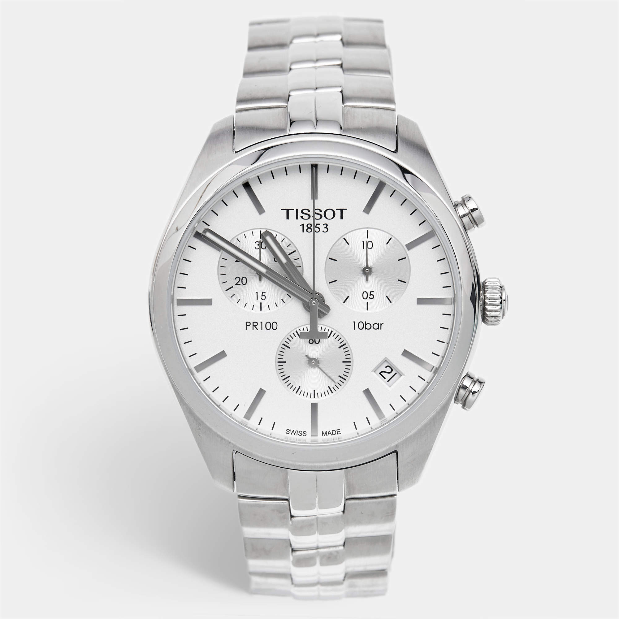 Tissot Silver Stainless Steel T-Sport PR100 T101.417.11.031.00 Men's Wristwatch 41 mm