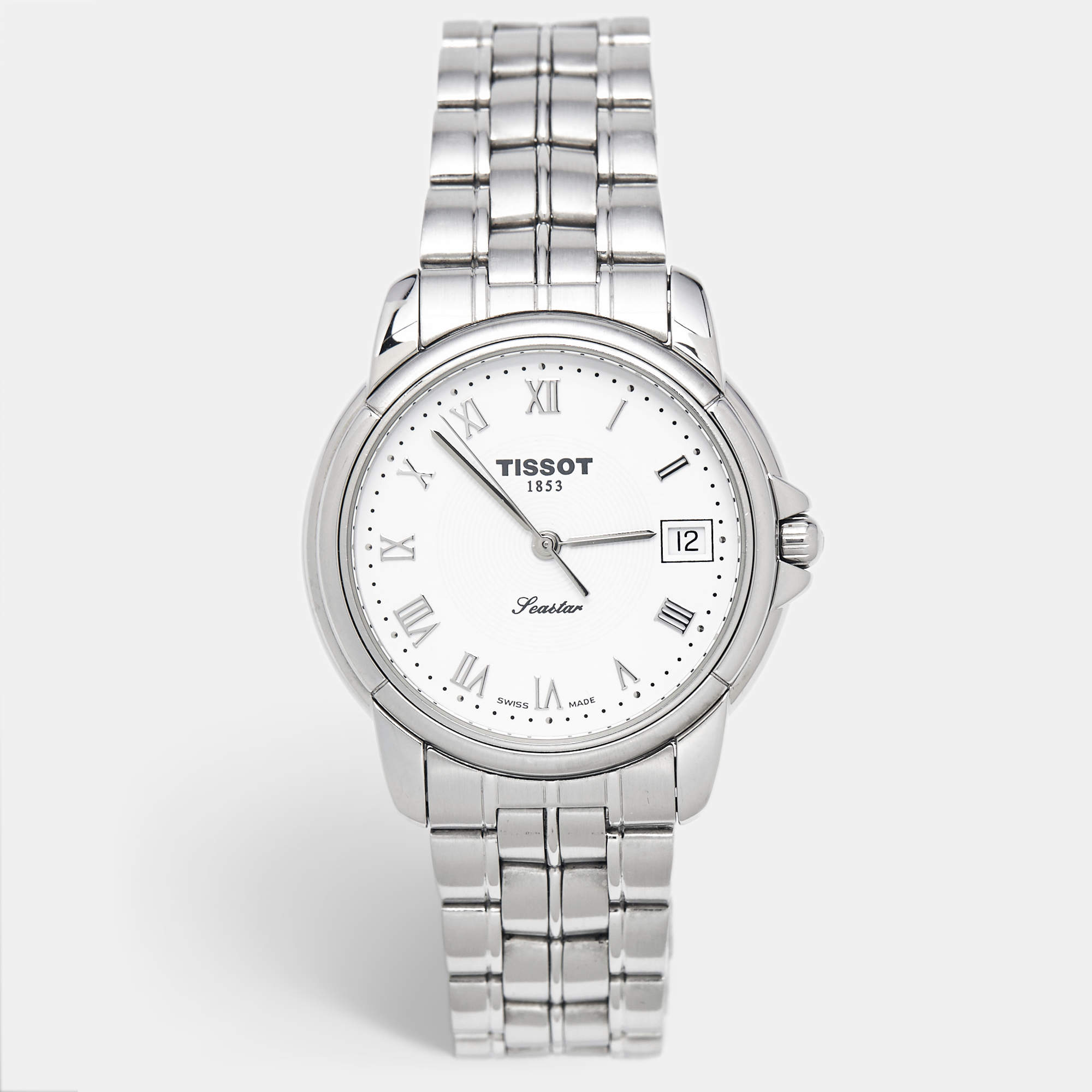 Pre Owned Tissot Seastar A665/765 White Dial Stainless Steel Men's Wristwatch 36 mm