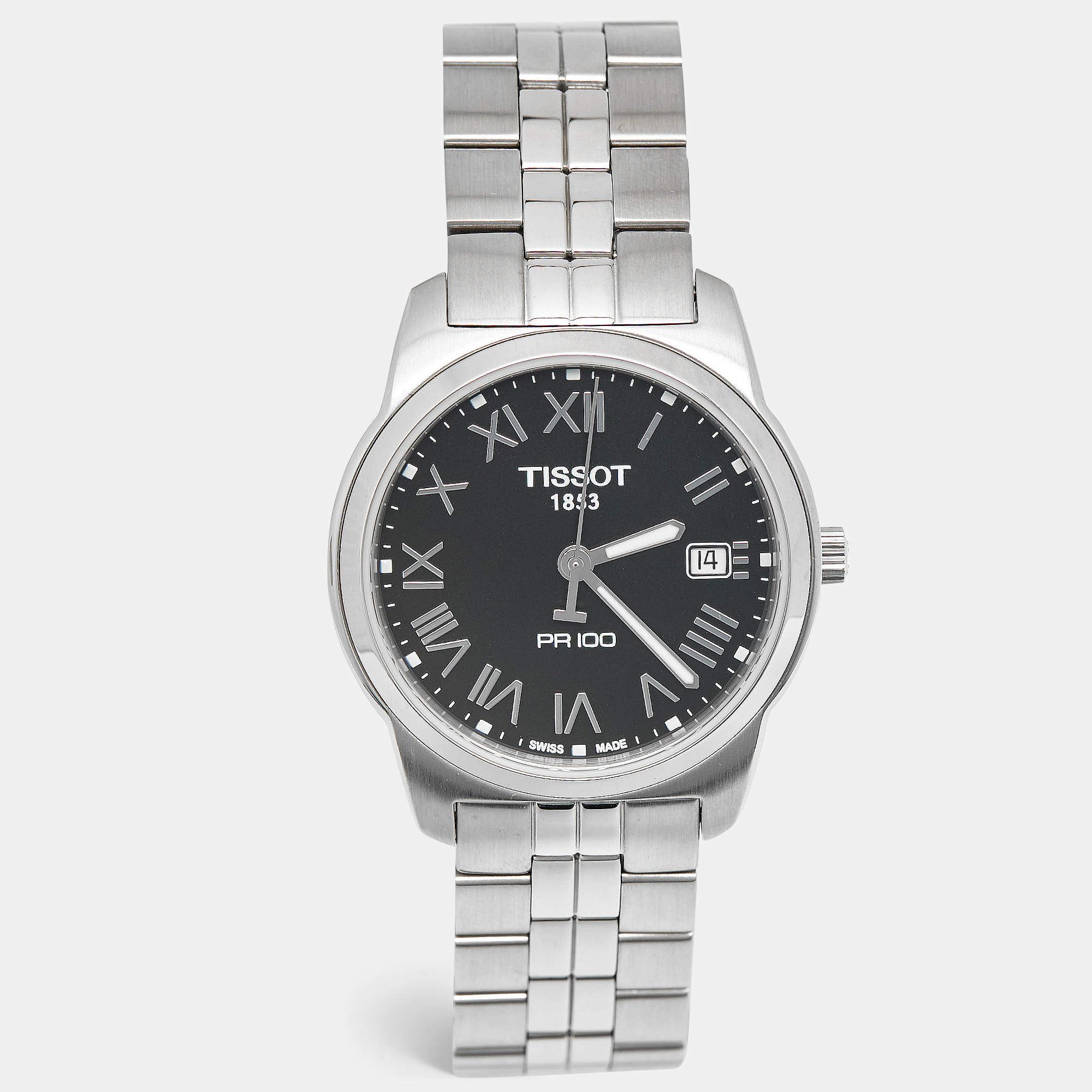 Pre Owned Tissot PR 100 T049.410.11.0 Black Dial Stainless Steel Men's Wristwatch 38 mm