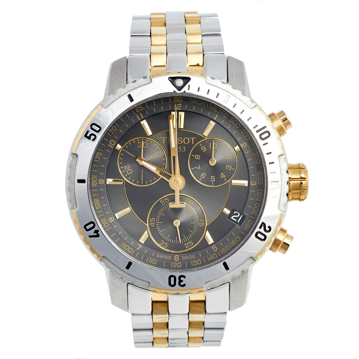 Pre Owned Tissot Grey Two Tone Stainless Steel PRS200 T067.417.22.051.00 Men's Wristwatch 42 mm