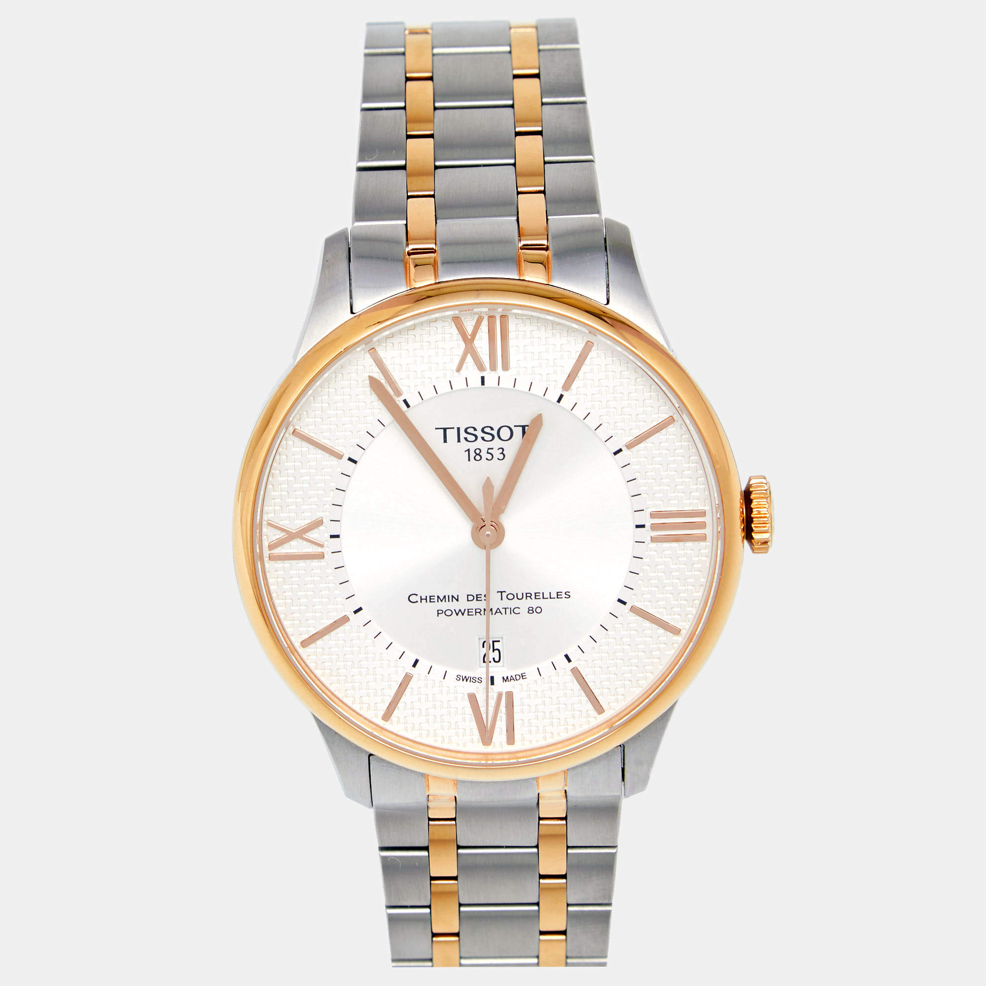 Tissot Silver Two Tone Stainless Steel Chemin des Tourelles T099.407.22.038.01 Men's Wristwatch 42 mm