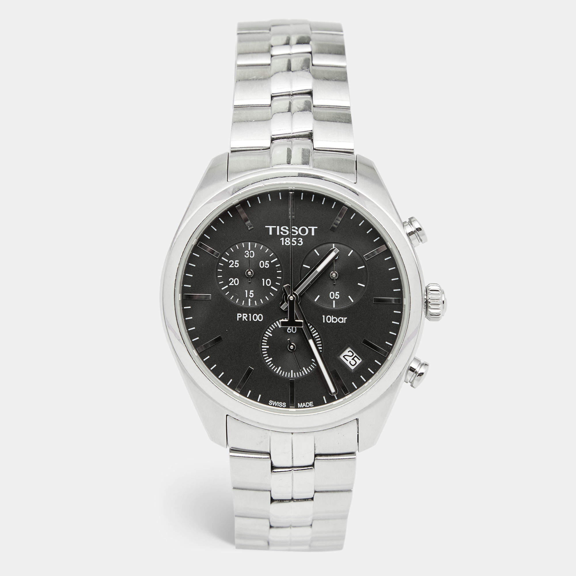 Pre Owned Tissot Black Stainless Steel PR100 T101.417.11.051.00 Men's Wristwatch 41 mm