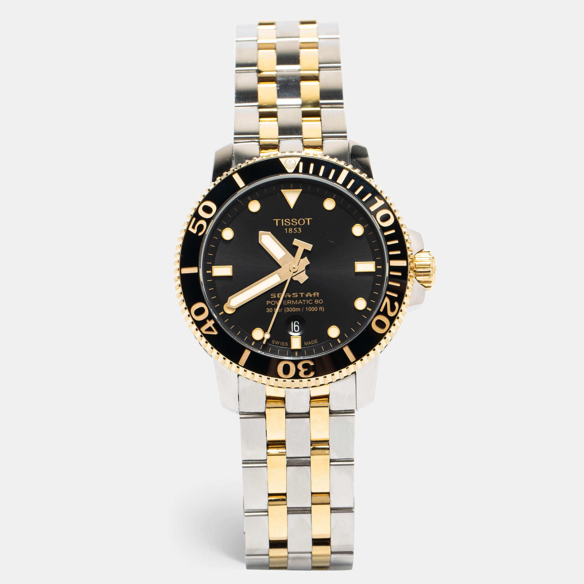 Pre Owned Tissot Black Two Tone Stainless Steel Seastar T120.407.22.051.00 Men's Wristwatch 43 mm