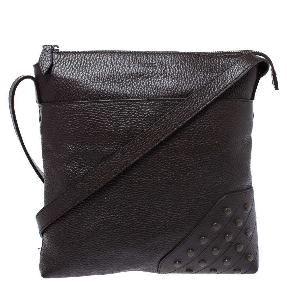 Pre Owned Tod's Brown Leather Reporter Messenger Bag