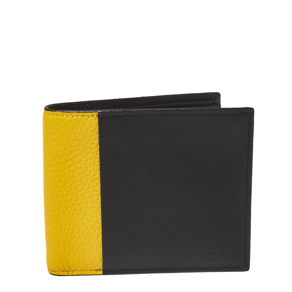 Tod's Black/Yellow Leather Bifold Wallet
