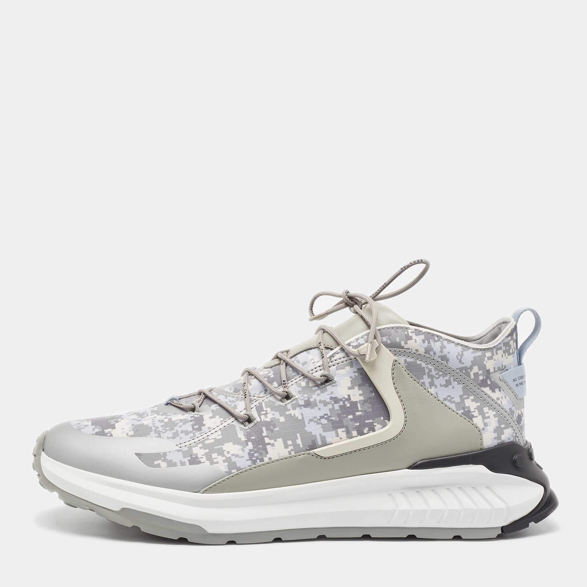 Tod's Grey Camouflage Print Fabric No Code J Sneakers Size 45.5