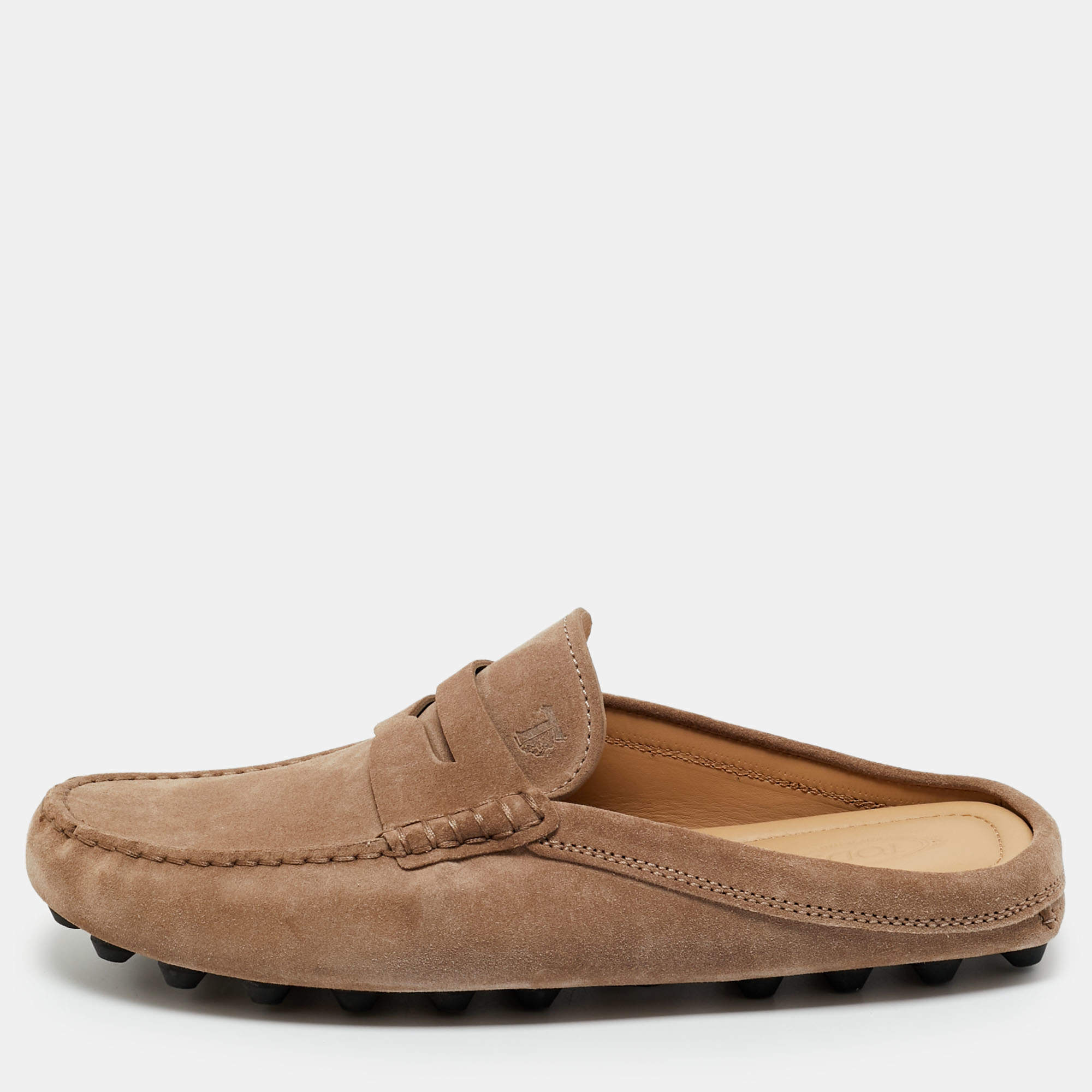 Pre Owned Tod's Brown Suede Gommini Mules Size 40.5