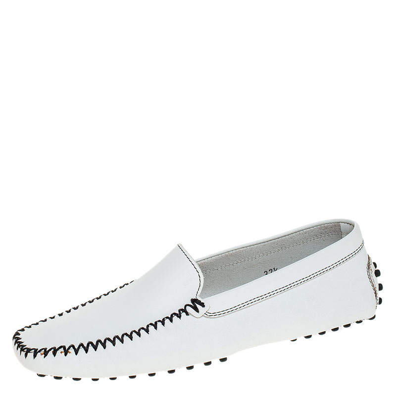 مملوكة مسبقًا Tod's White Leather Slip On Loafers Size 37.5