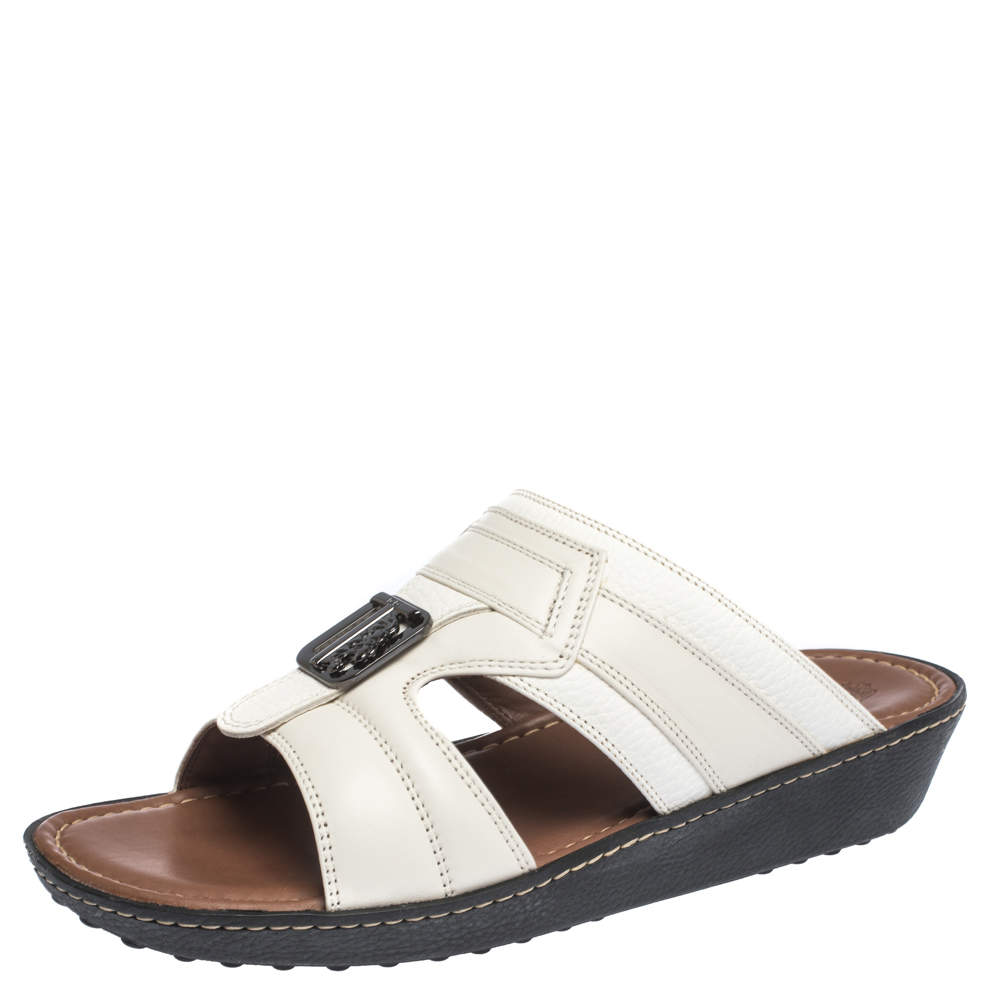 Tod's White Leather Open Toe Sandals Size 39.5 