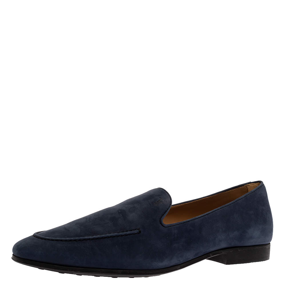 مملوكة مسبقًا حذاء لوفرز سليب أون تودز جلد نوبوك أزرق مقاس 45.5 