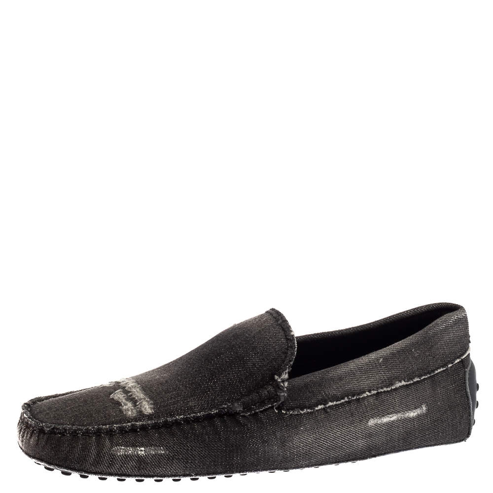 Pre Owned حذاء لوفرز تودز سليب أون غومينو قماش دنيم لونين مقاس 42