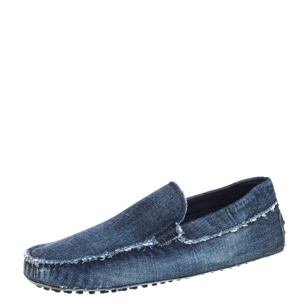 Pre Owned حذاء لوفرز تودز غومينو دريفينغ دنيم أزرق مقاس 43