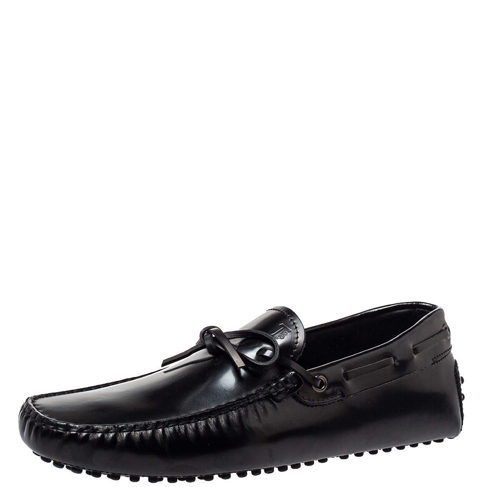 Pre Owned حذاء لوفرز تودز فيونكة غومينو سيتى جلد أسود مقاس 41