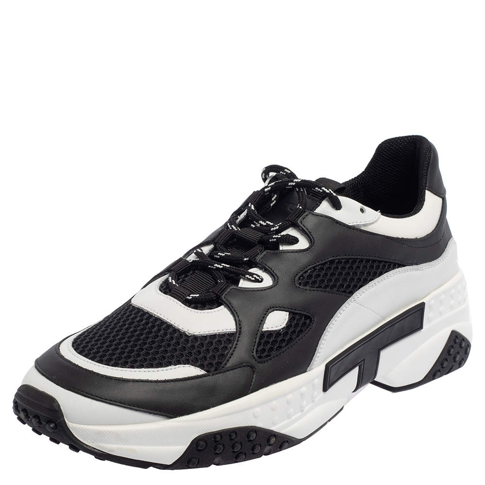 Pre Owned حذاء رياضي تودز برباط علوي شبك وجلد أبيض/ أسود مقاس 42.5 