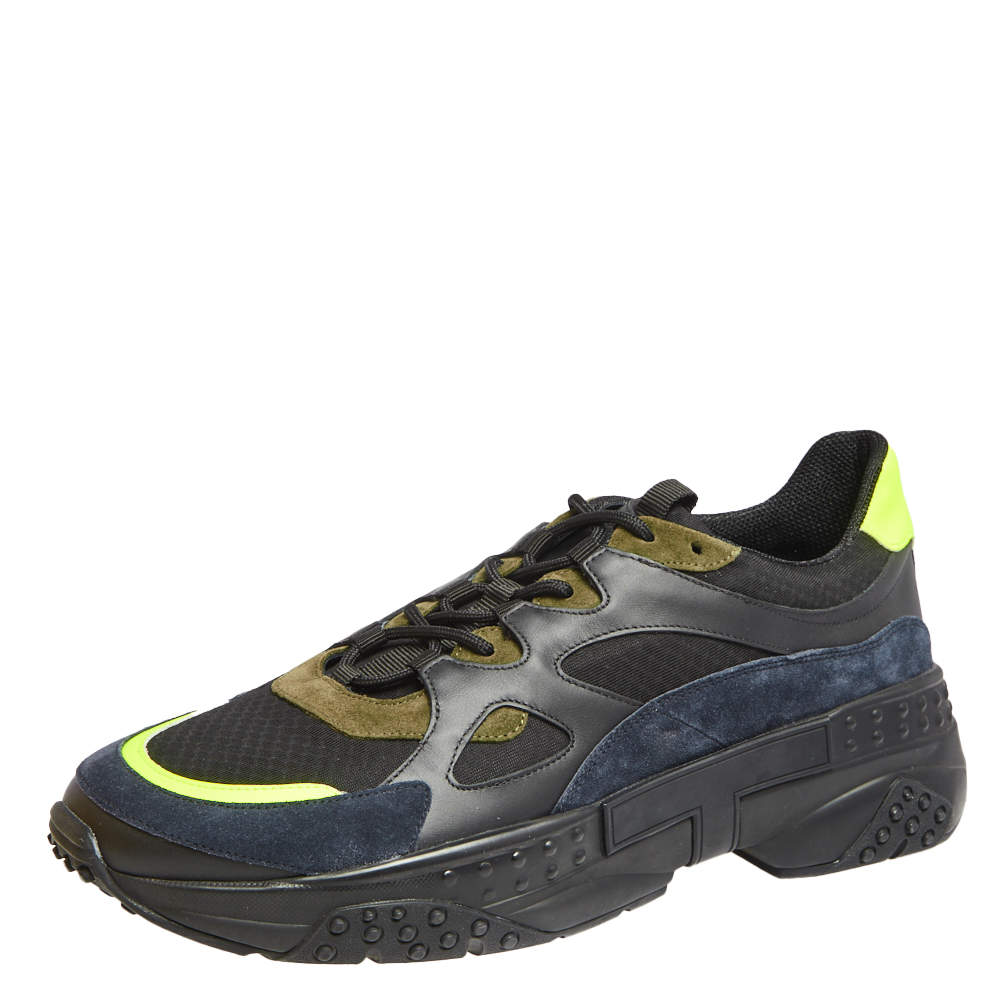 Pre Owned Tod's Multicolor Mesh And Leather Low Top Sneakers Size 44