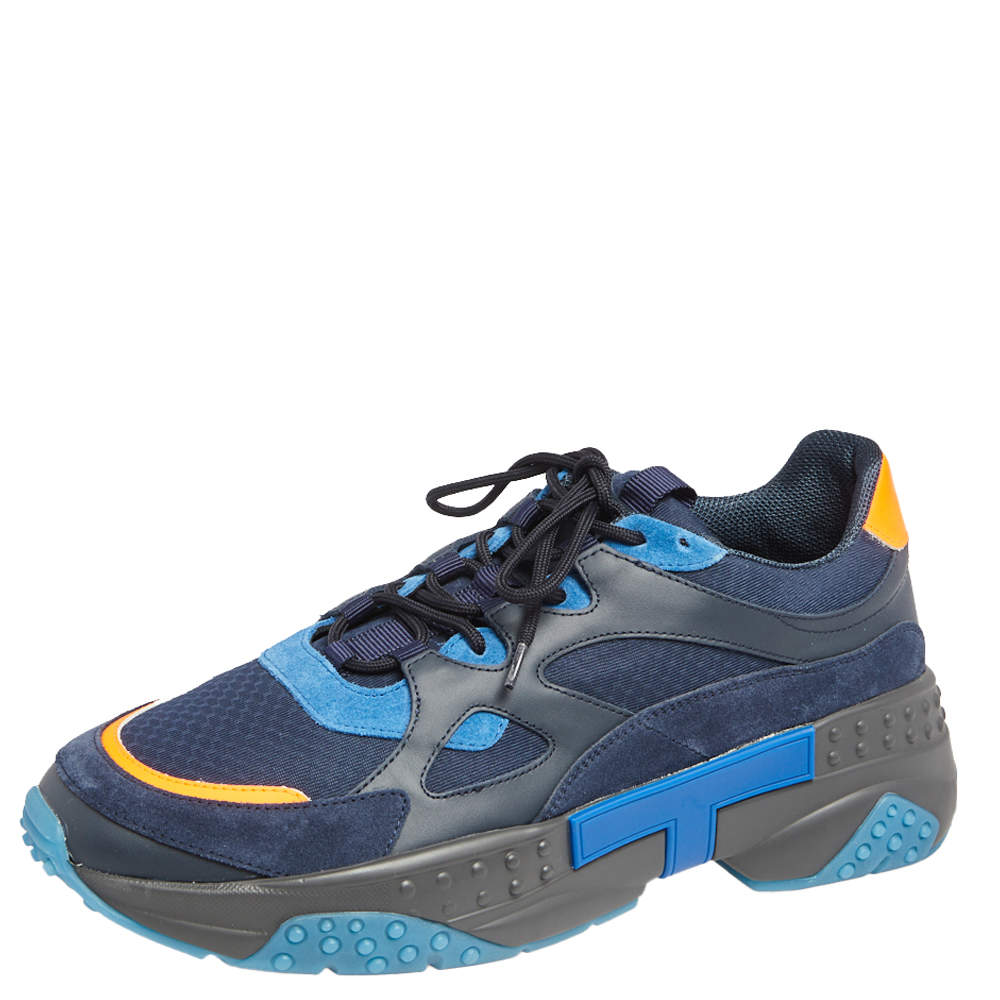 Pre Owned حذاء رياضي تودز منخفض من أعلى جلد وسويدي متعدد الألوان مقاس 43