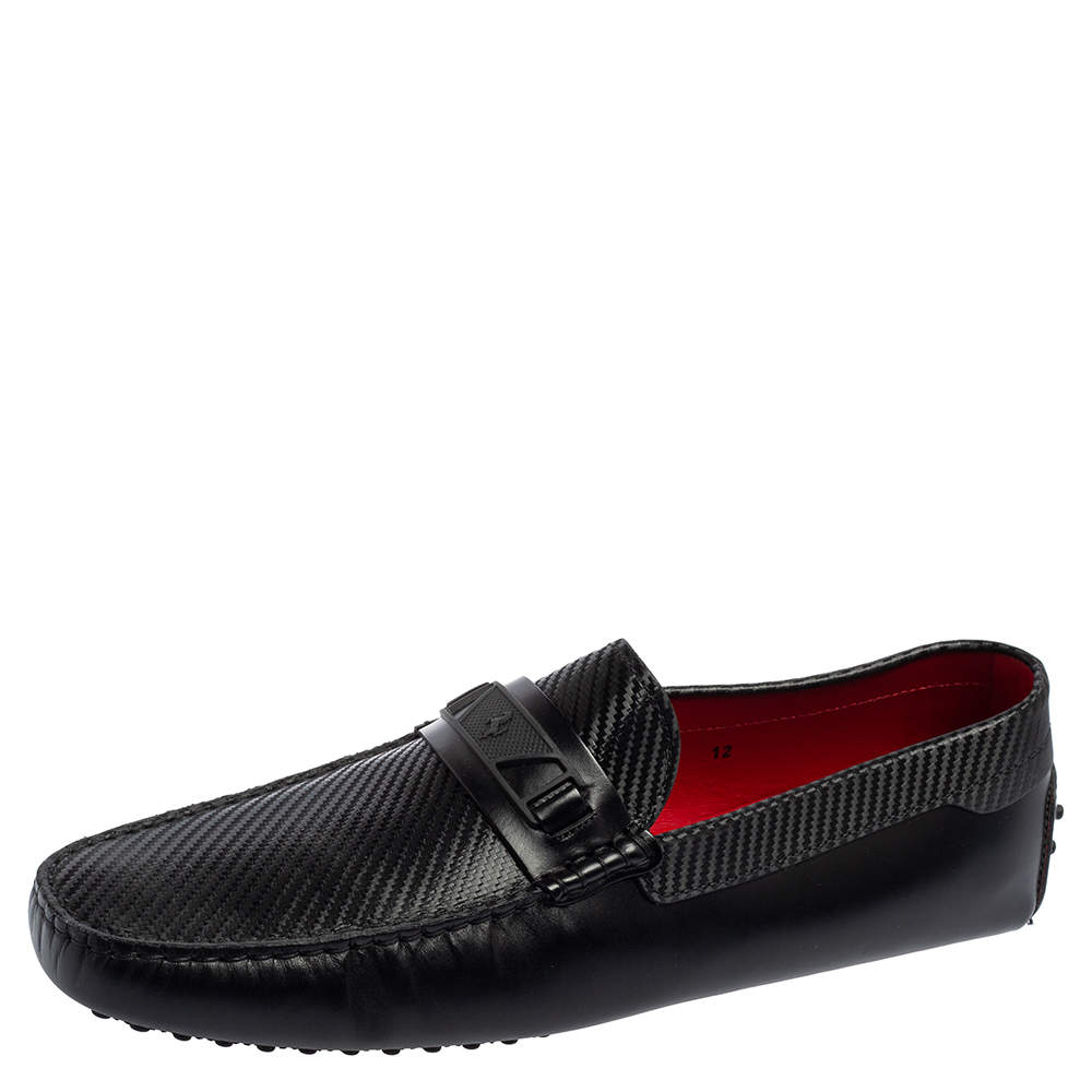 Pre Owned Tod's Black Leather Slip On Loafers Size 47