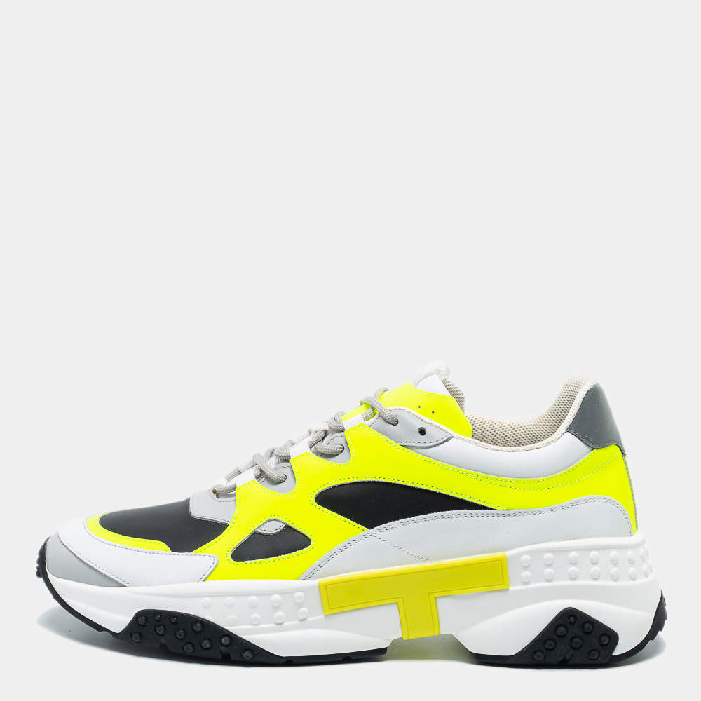 Pre Owned Tod's Multicolor Mesh and Leather Chunky Lace Up Sneakers Size 43