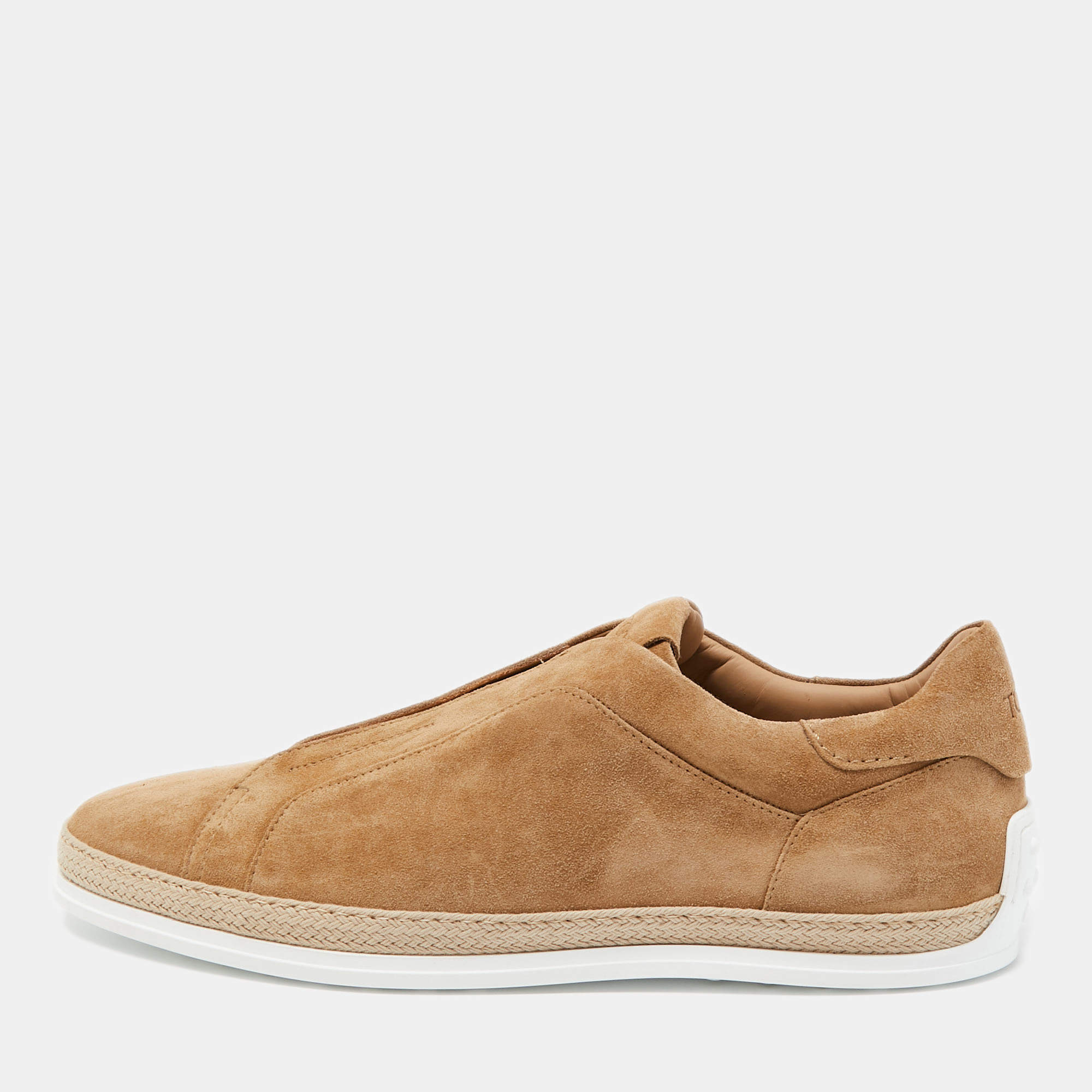 Pre Owned Tod's Brown Suede Slip On Sneakers Size 47