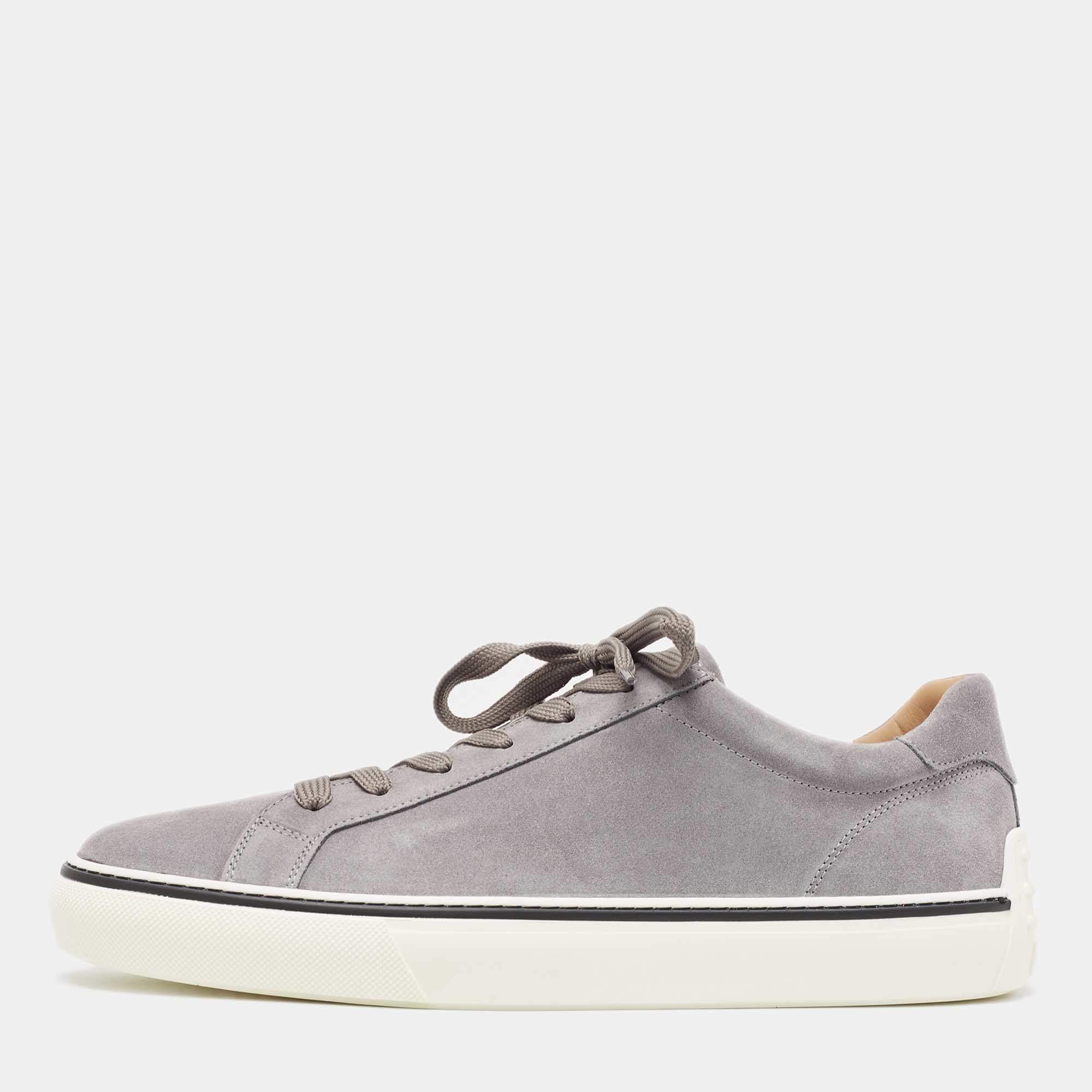 Tod's Grey Suede Low Top Sneakers Size 45.5