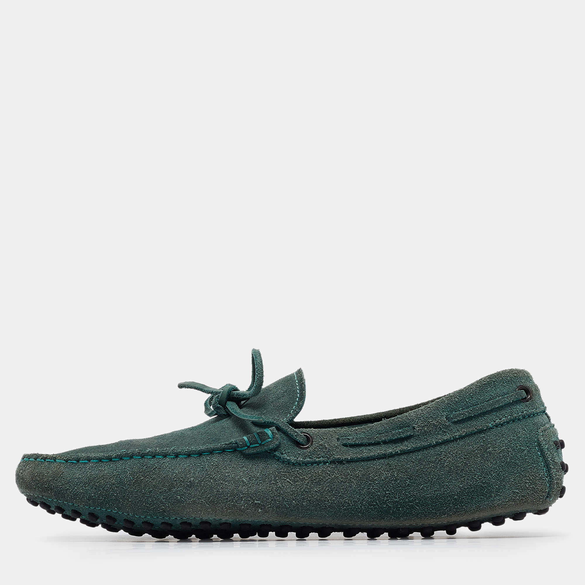 Tod's Green Suede Slip On Loafers Size 42.5