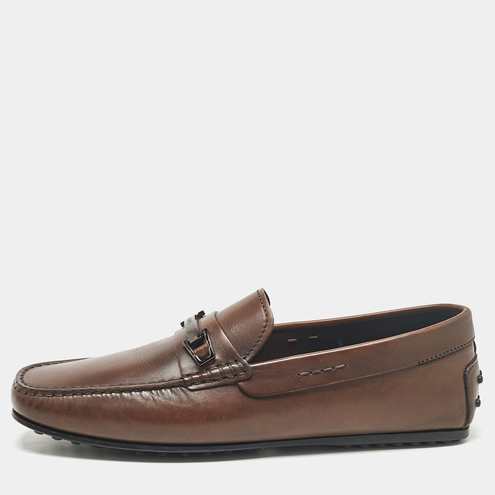 مملوكة مسبقًا Tod's Brown Leather Slip On Loafers Size 43