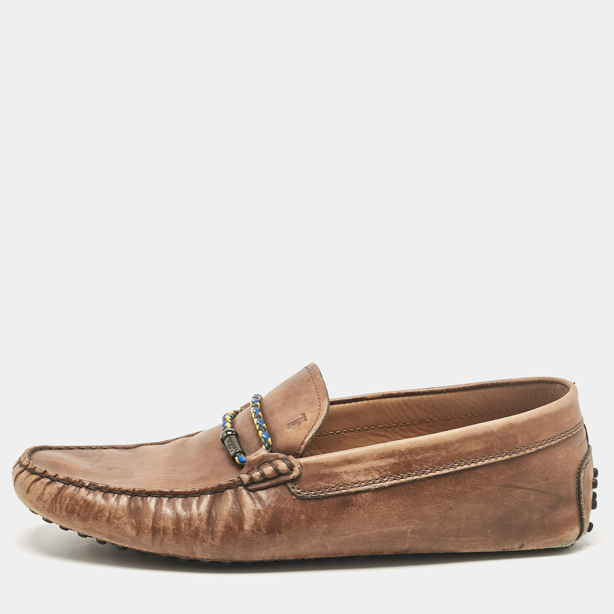 Tod's Brown Leather Slip On Loafers Size 42.5