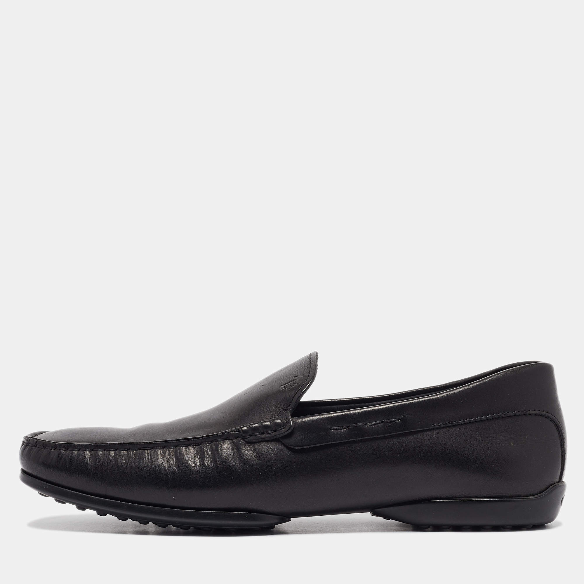 Tod's Black Leather Slip On Loafers Size 42.5