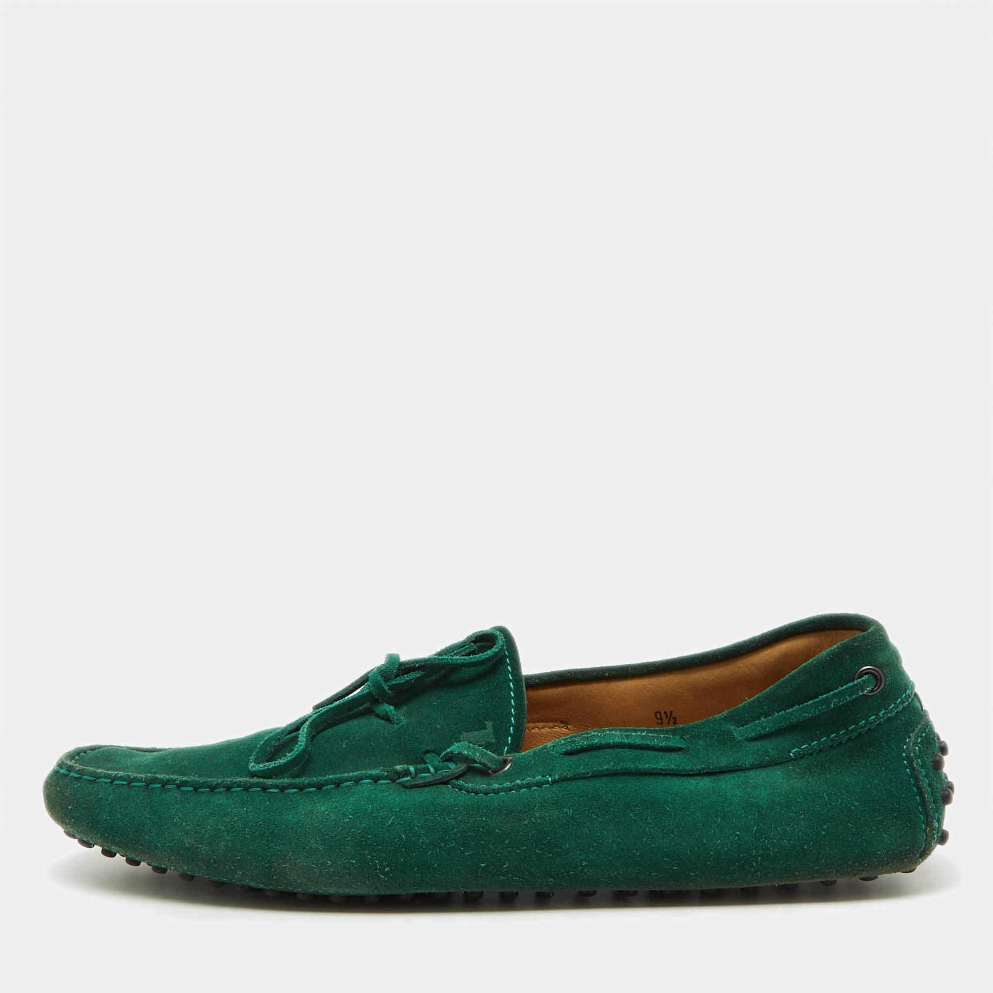 Tod's Green Suede Slip On Driver Loafers Size 44