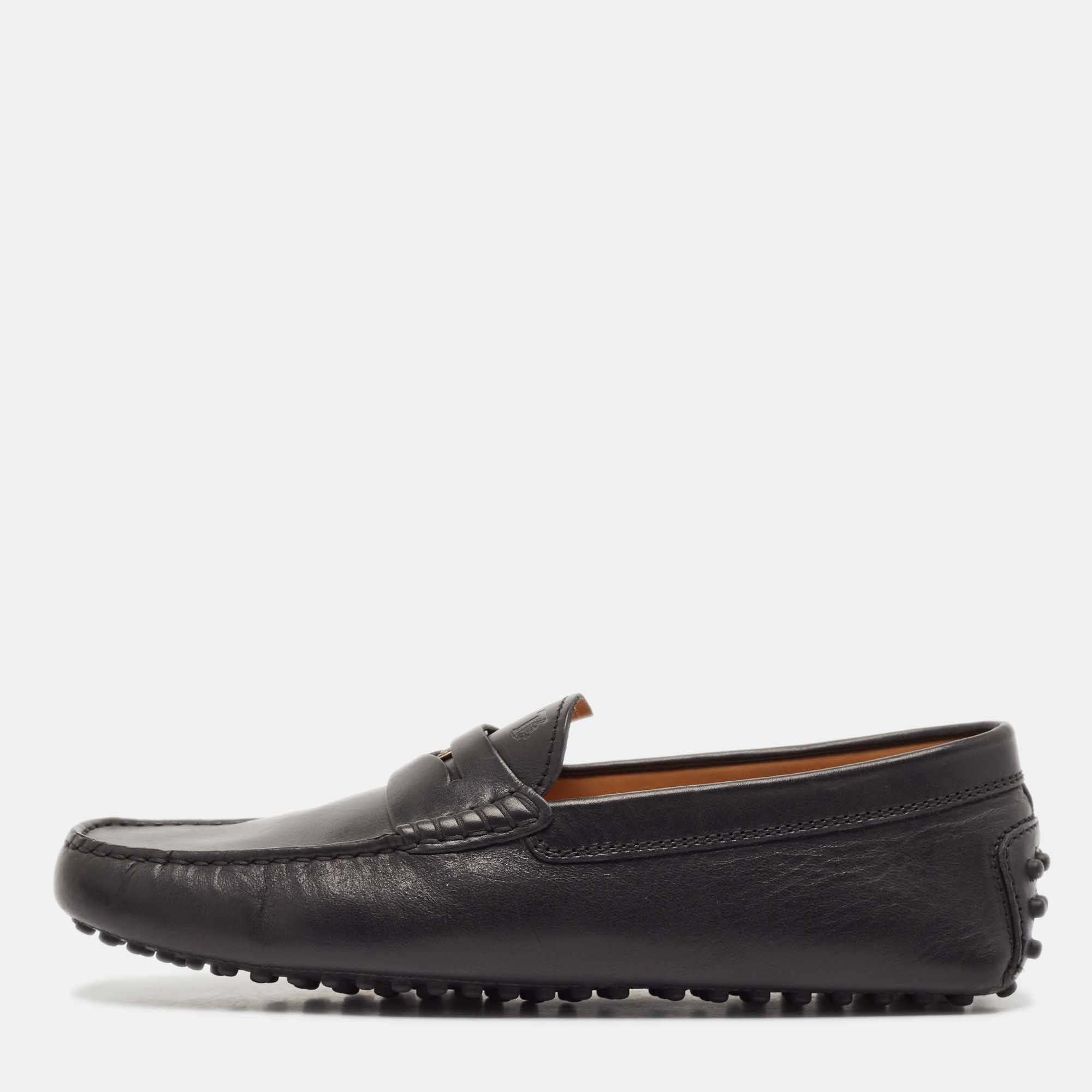 Tod's Black Leather Slip On Loafers Size 40