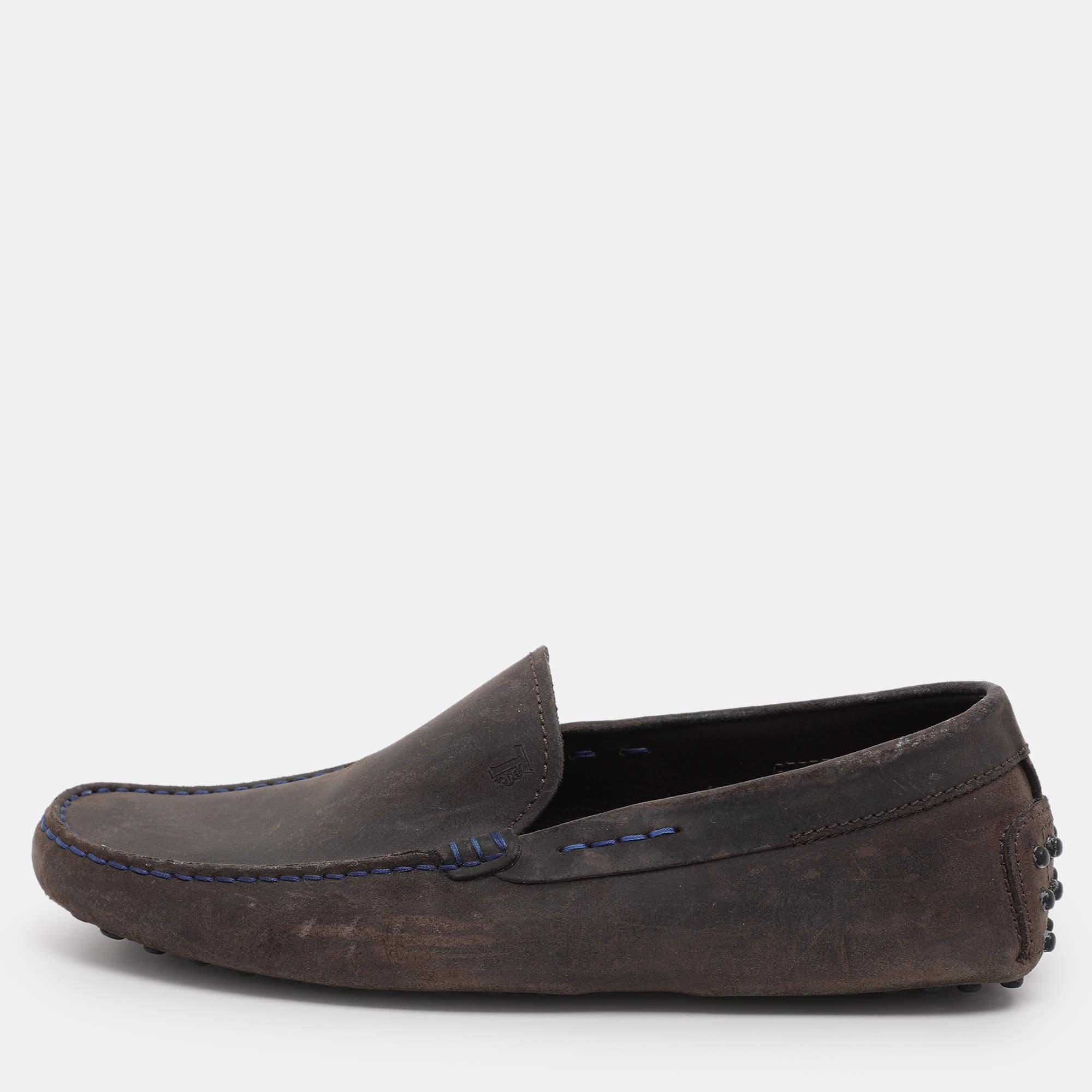 Tod's Grey Nubuck Leather Loafers Size 39.5