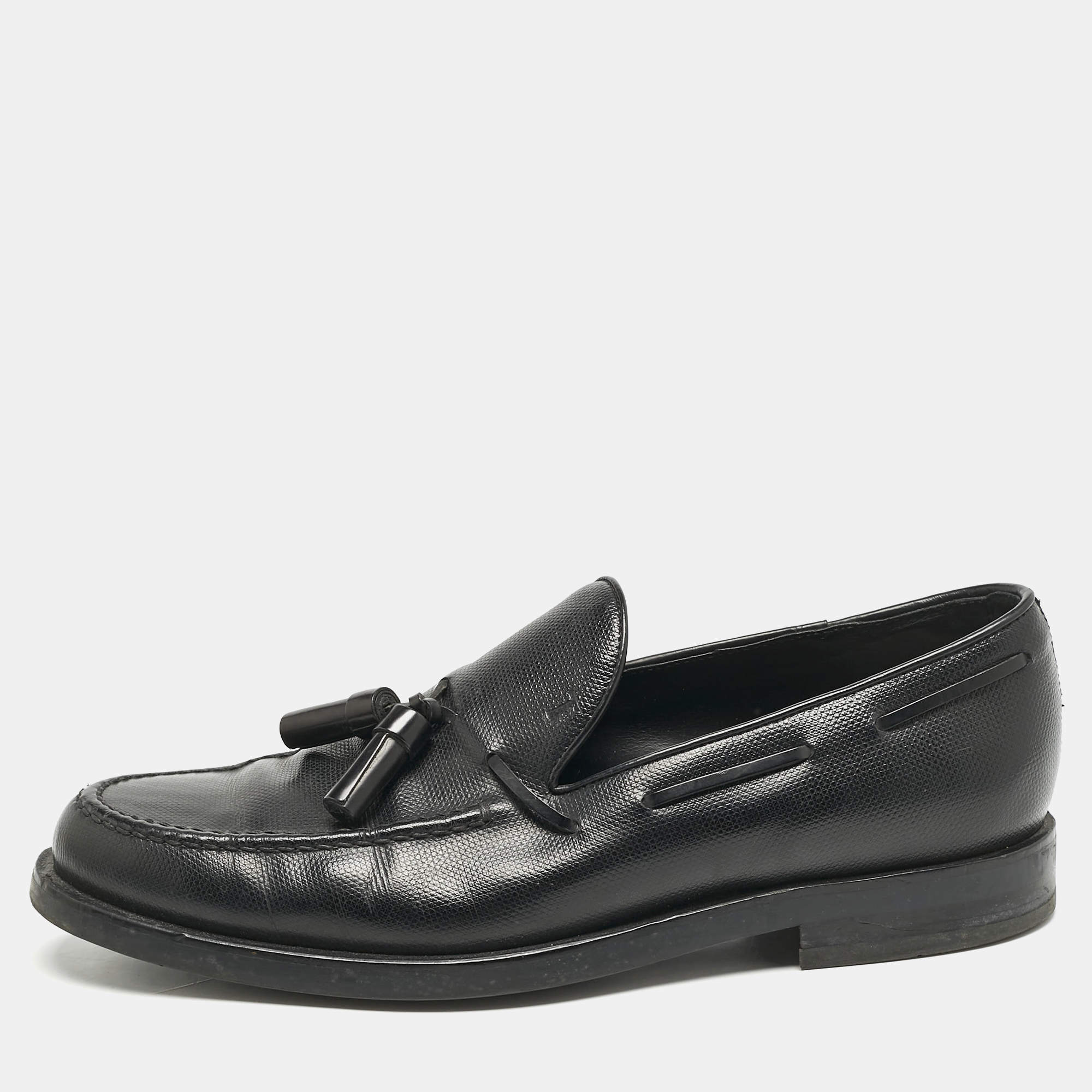 Tod's Black Leather Tassel Detail Loafers Size 42