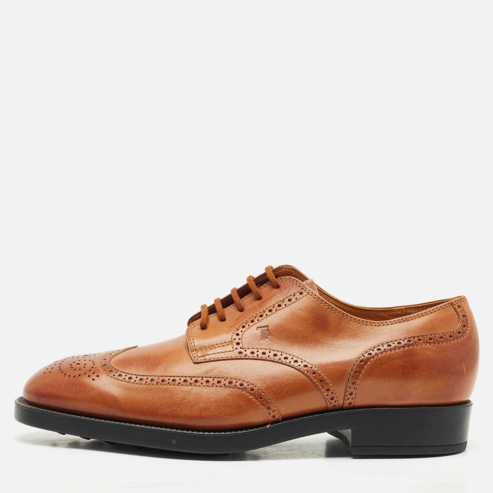 Pre Owned Tod's Brown Brogue Leather Lace Up Derby Size 48