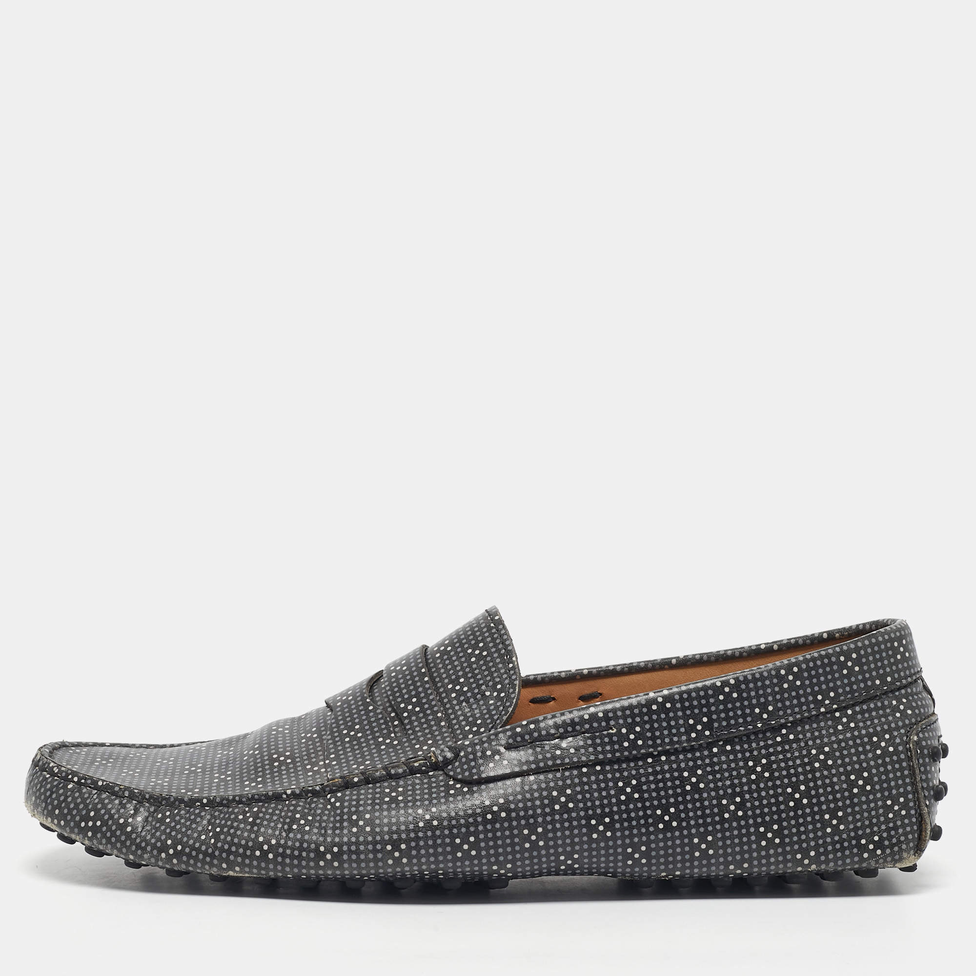 Pre Owned Tod's Two Tone Leather Slip On Driver Loafers Size 44.5