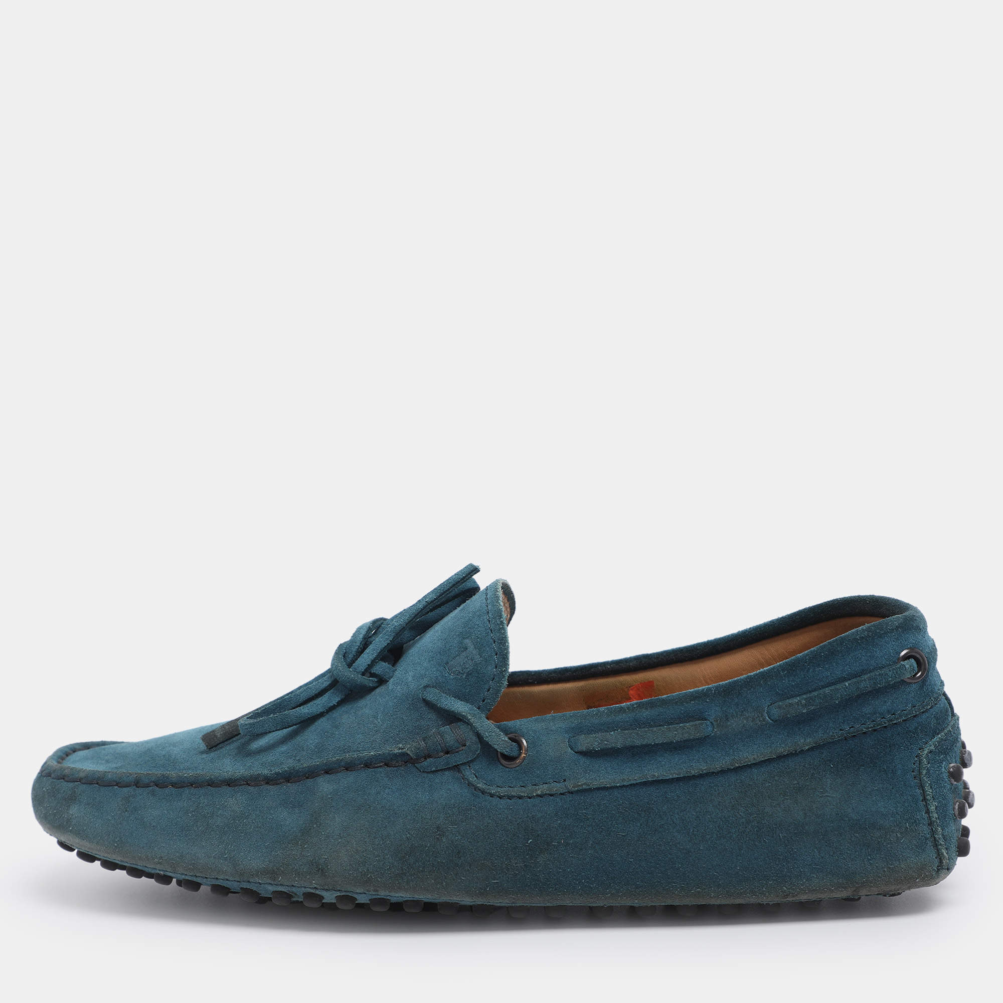 Pre Owned Tod's Blue Suede Gommino Loafers Size 39