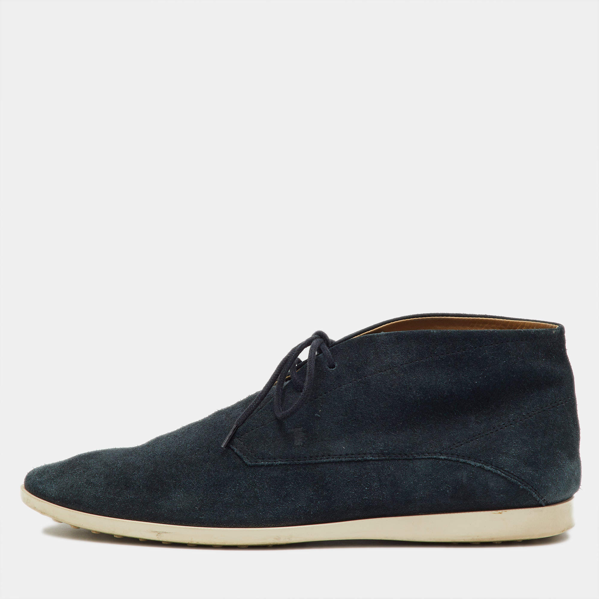 Pre Owned Tod's Deep Blue Suede Lace Up Ankle Boots Size 42