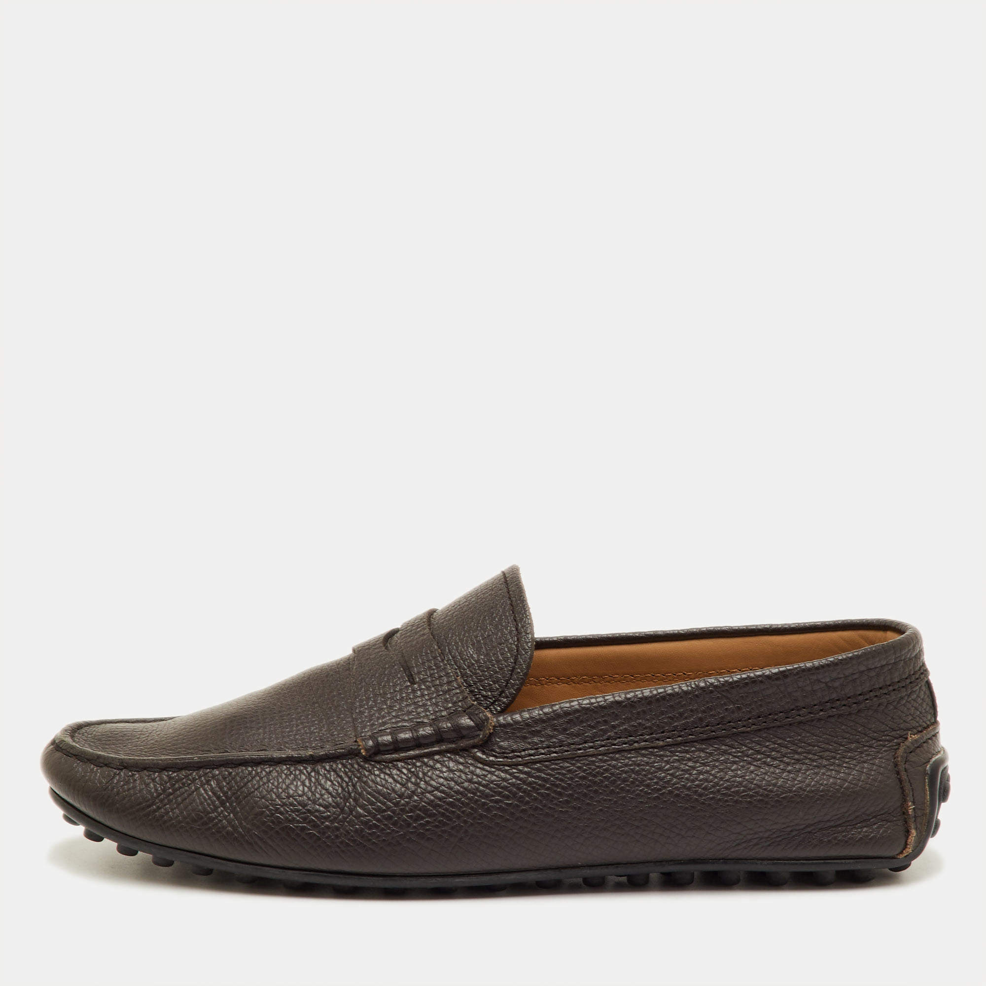 مملوكة مسبقًا Tod's Size 41 Dark Brown Leather Slip On Loafers